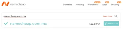 Precio de dominios .COM.MX en Namecheap.webp