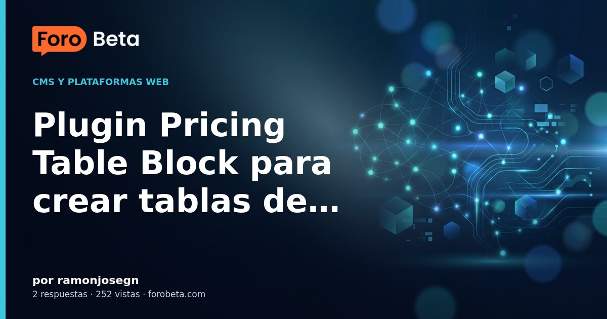 Plugin Pricing Table Block para crear tablas de precios